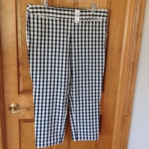 Loft size 14 Marissa cropped pant. Navy check NWT